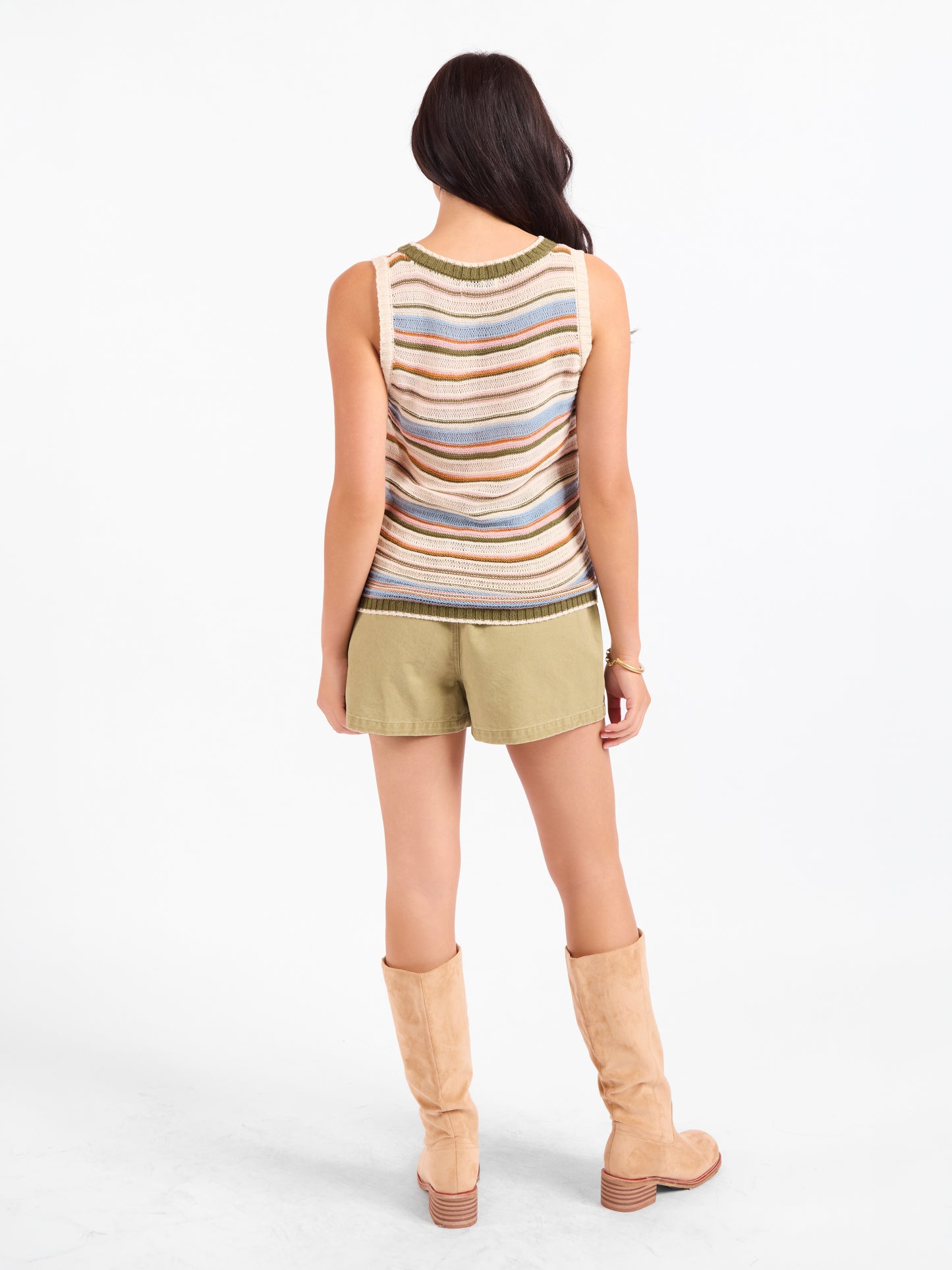 Fall Stripe Sweater Vest in Multi - back view