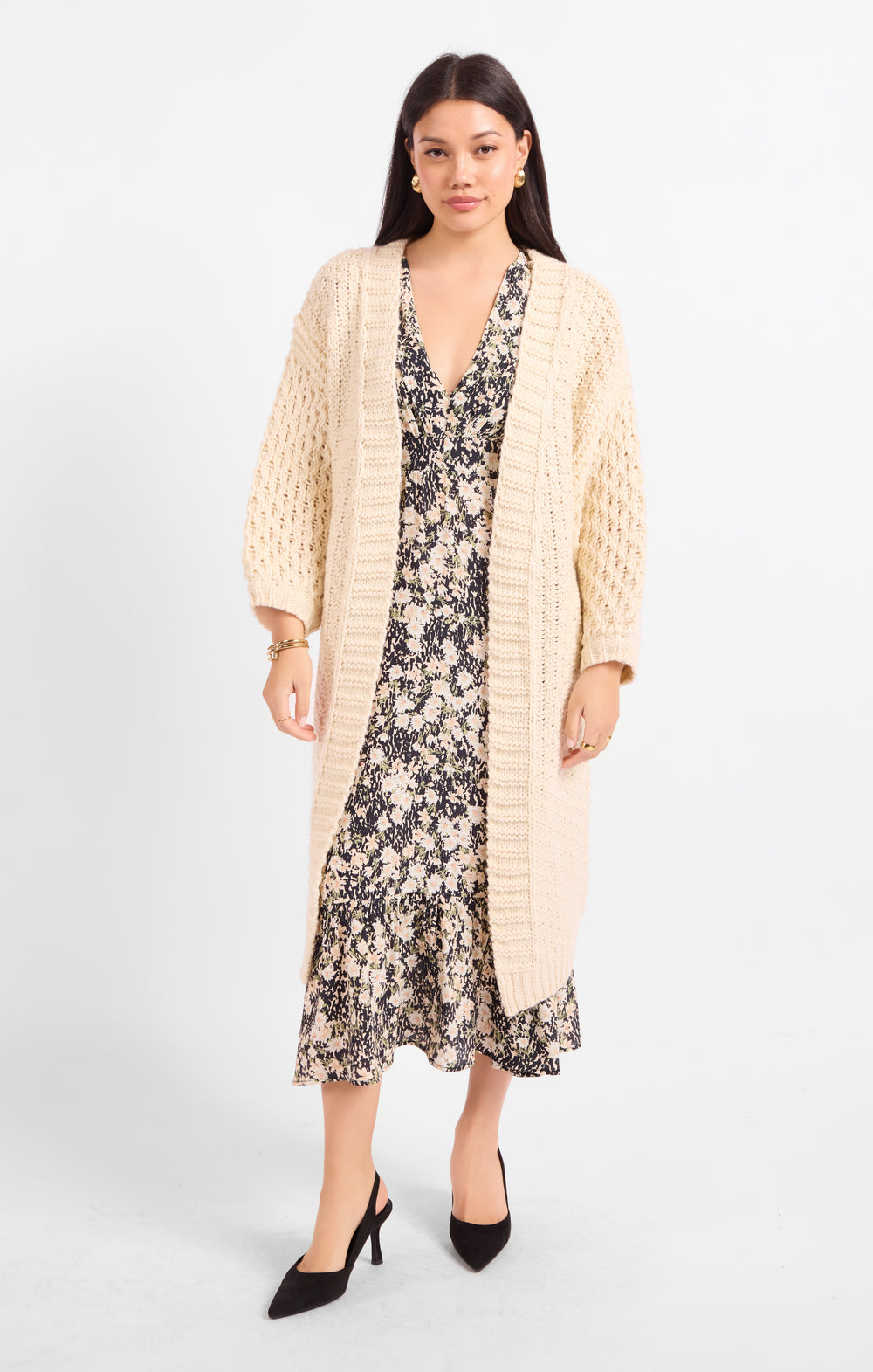 Iggy Hand Knit Chunky Long Open Cardigan