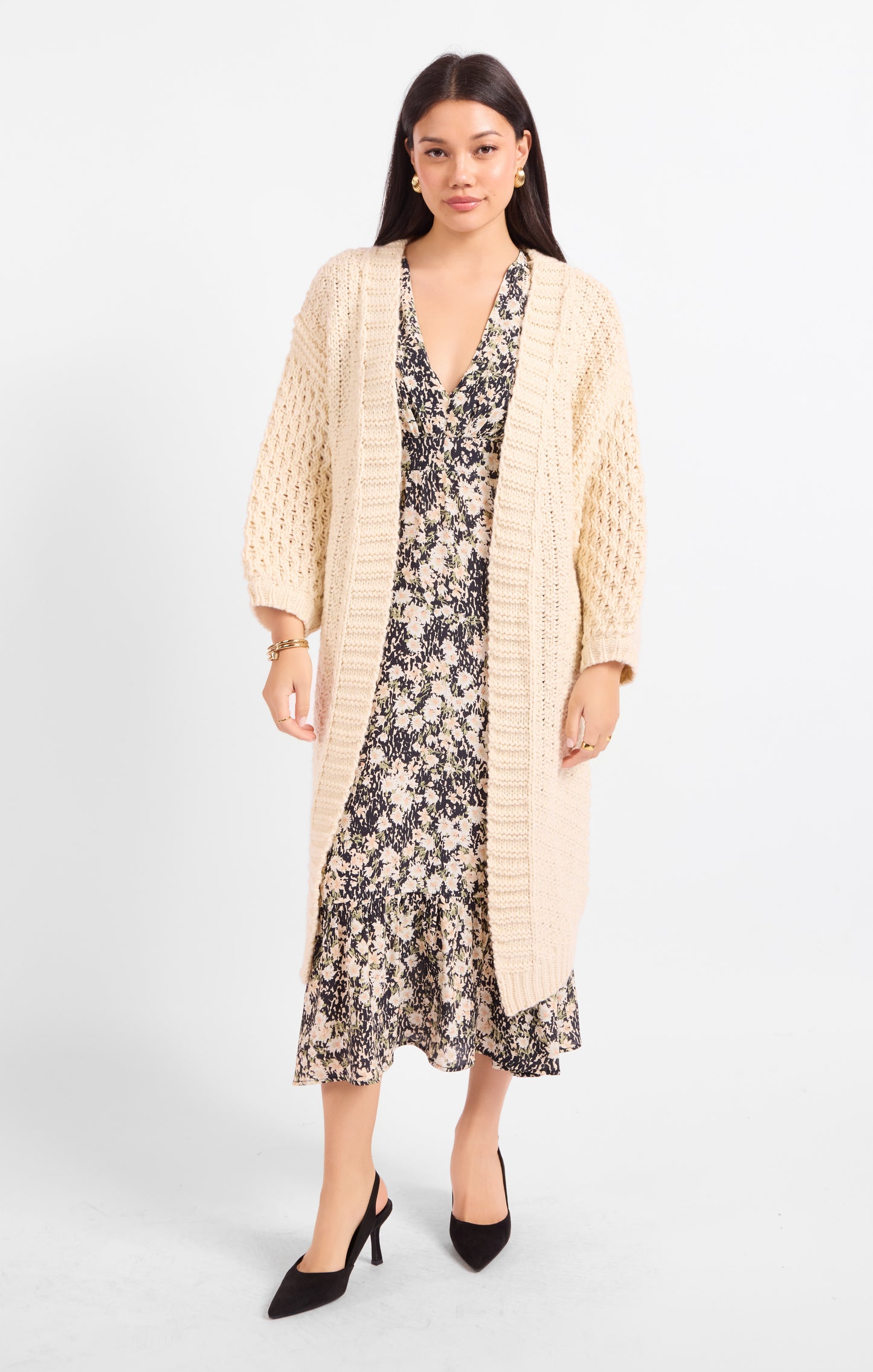 Iggy Hand Knit Chunky Long Open Cardigan