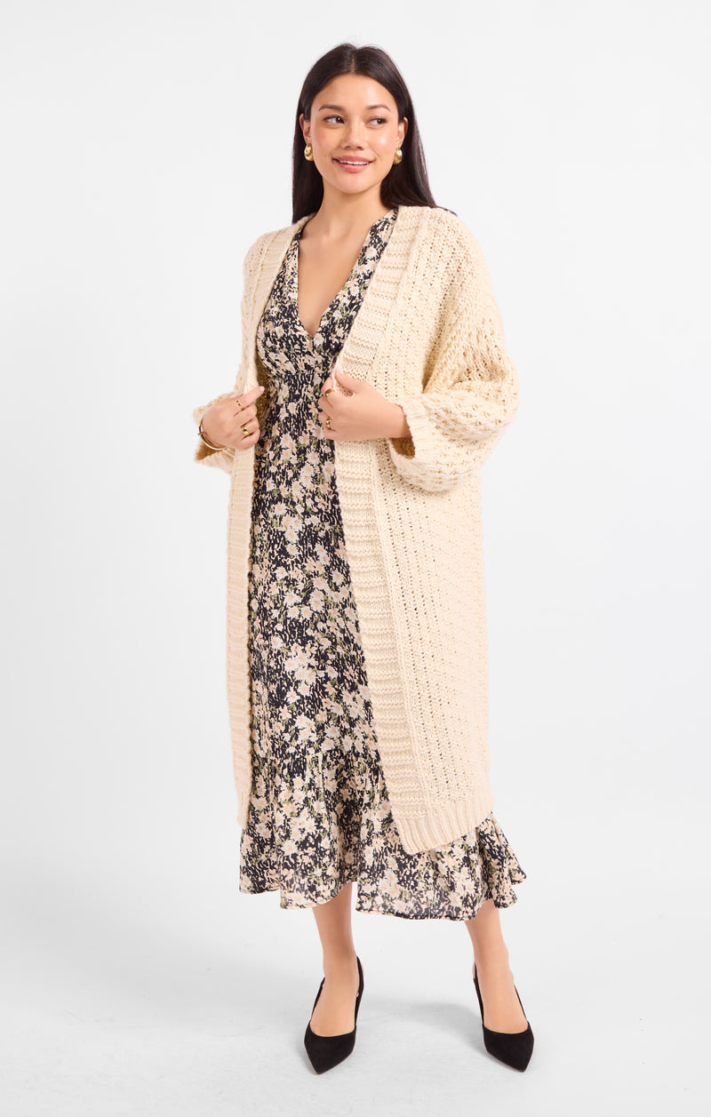 Iggy Hand Knit Chunky Long Open Cardigan