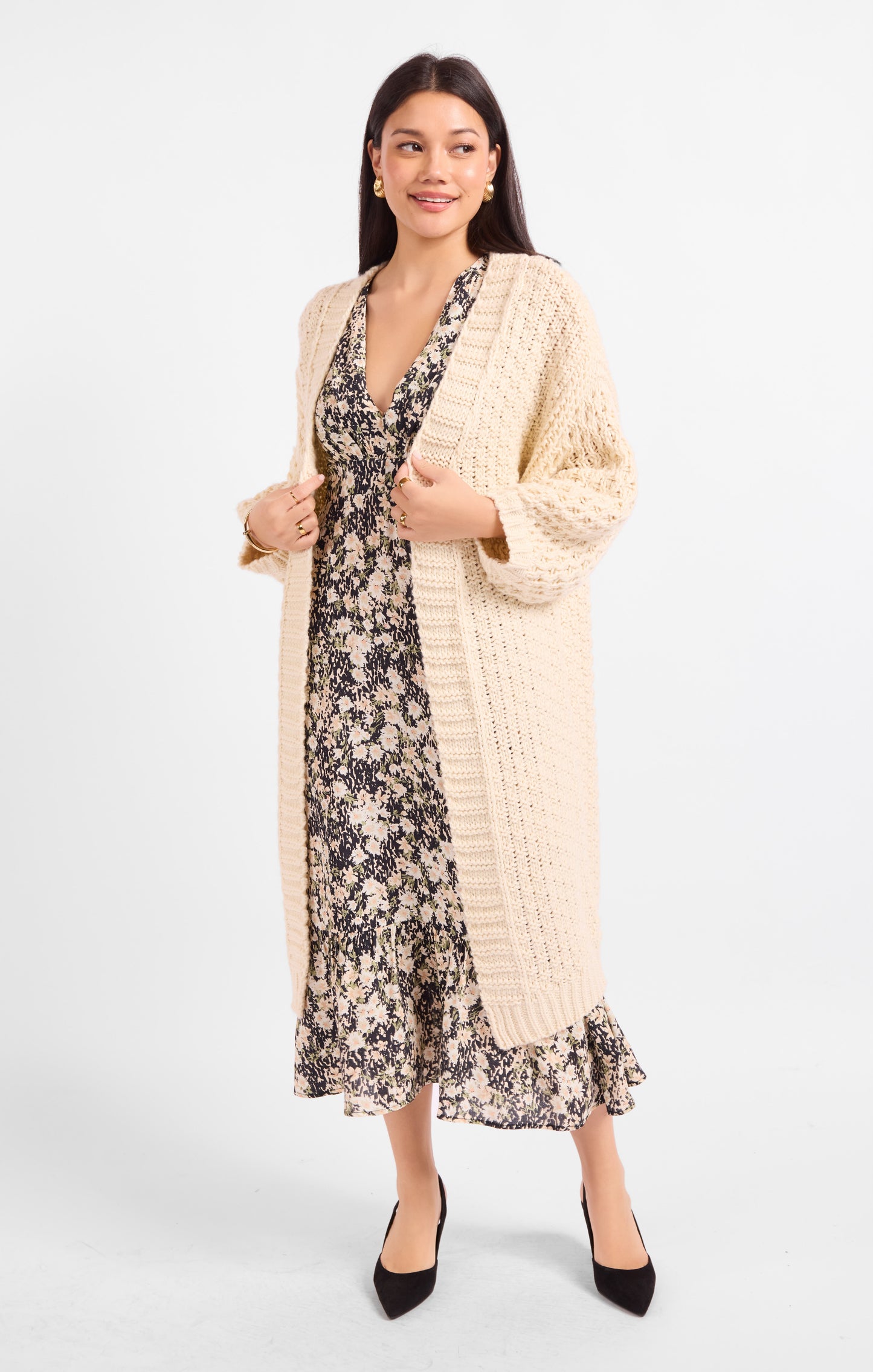 Iggy Hand Knit Chunky Long Open Cardigan