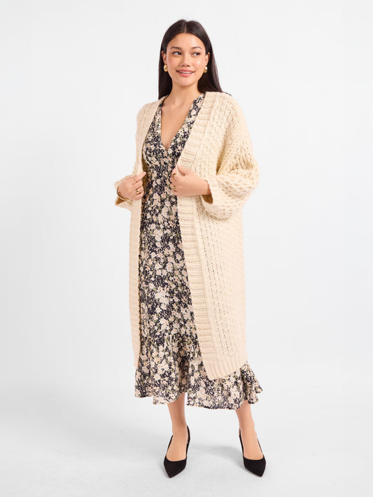 Iggy Hand Knit Chunky Long Open Cardigan