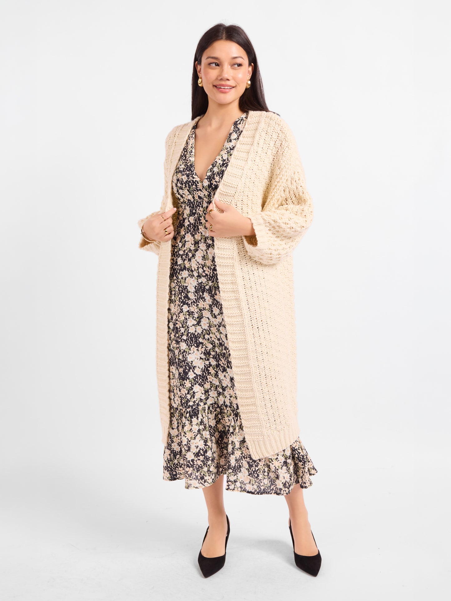 Iggy Hand Knit Chunky Long Open Cardigan