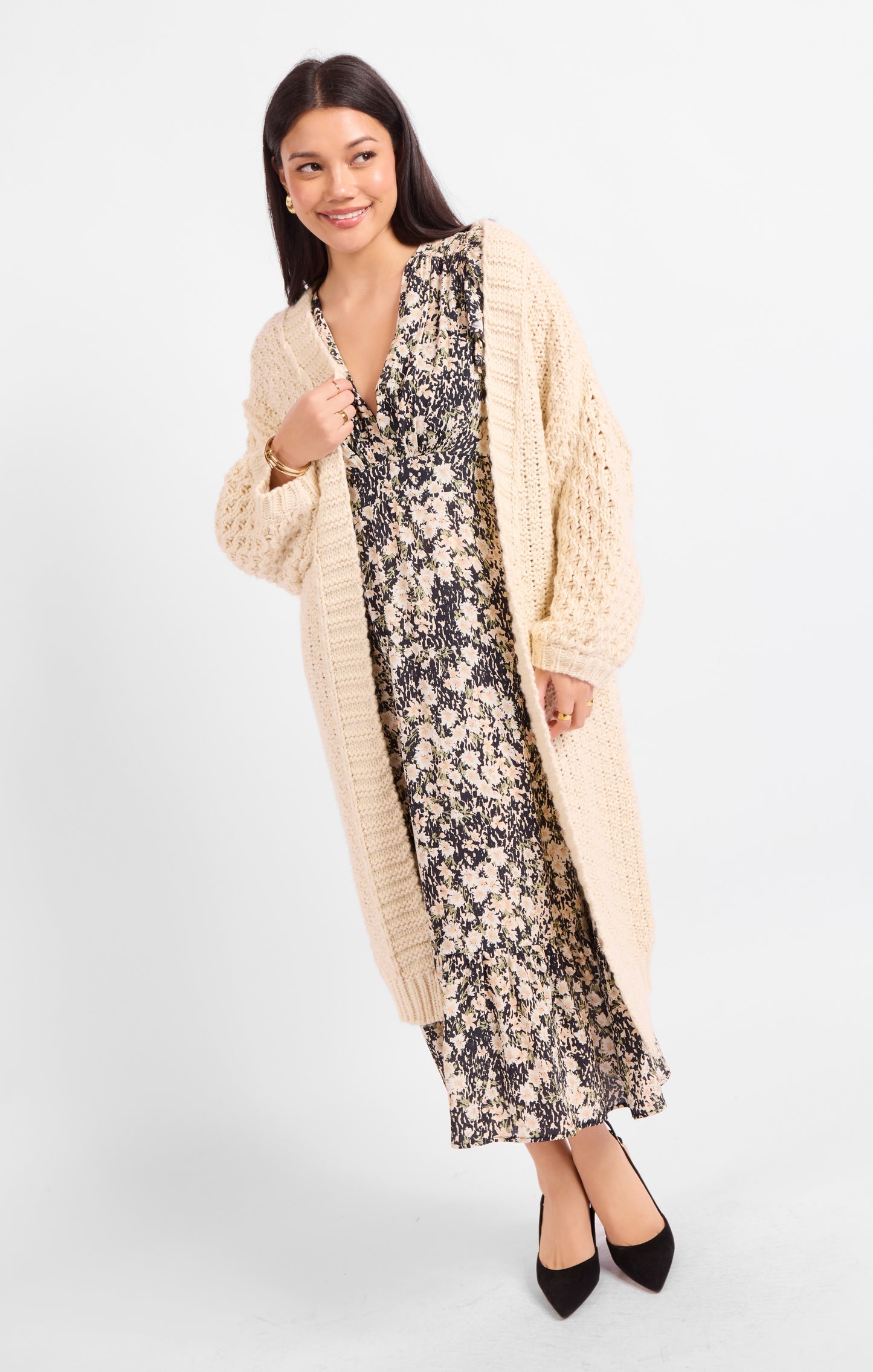 Iggy Hand Knit Chunky Long Open Cardigan
