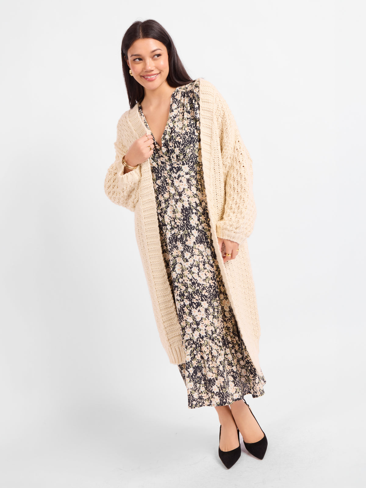 Iggy Hand Knit Chunky Long Open Cardigan