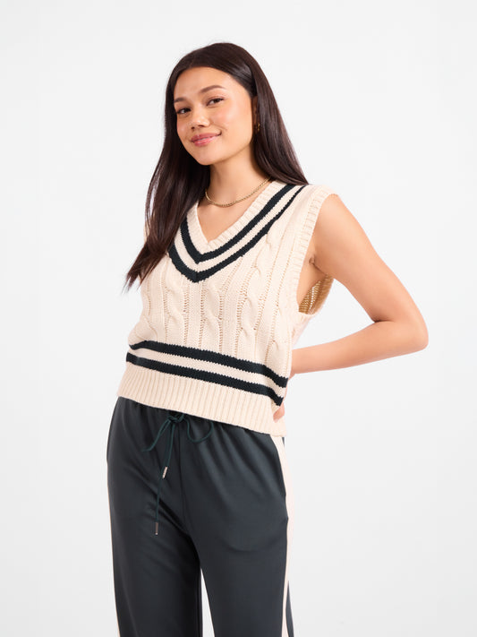 Novel V Neck Sweater Vest - front crop view