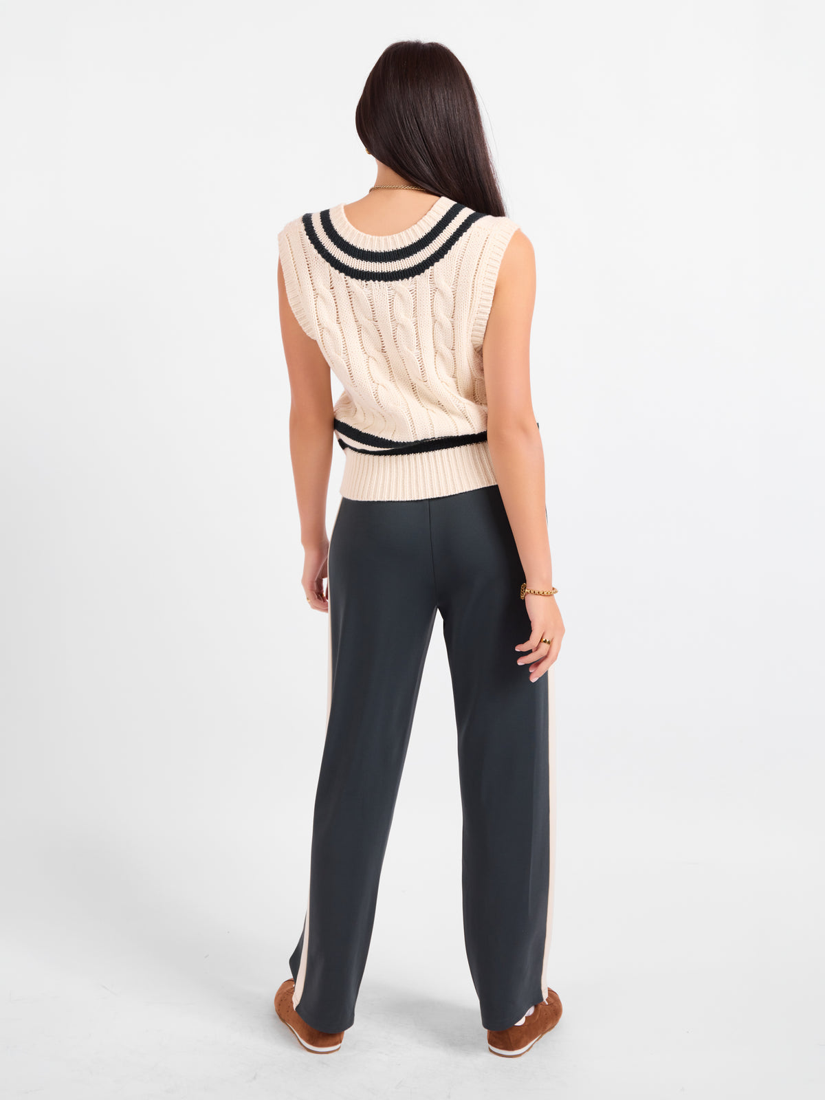 Novel V Neck Sweater Vest - back view