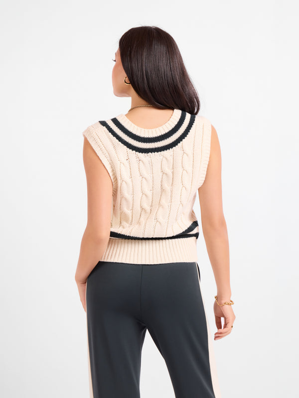 Novel V Neck Sweater Vest - back crop view
