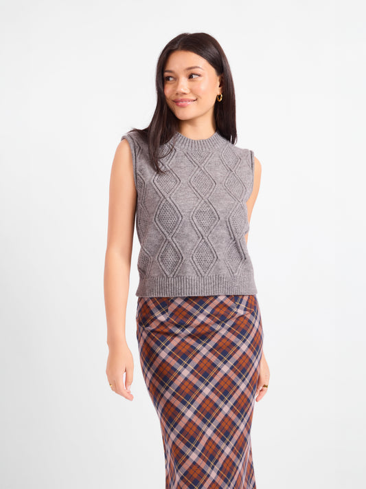 Campus Girl Geometric Sweater Vest - front crop view
