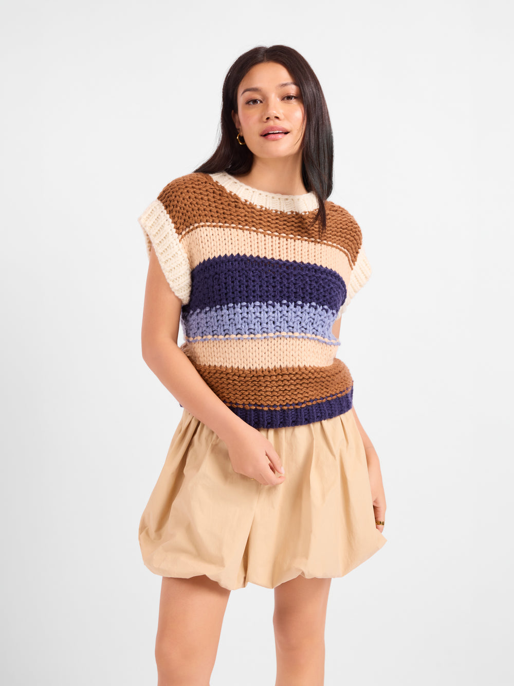 Bookmark Stripe Sweater Vest - front crop view