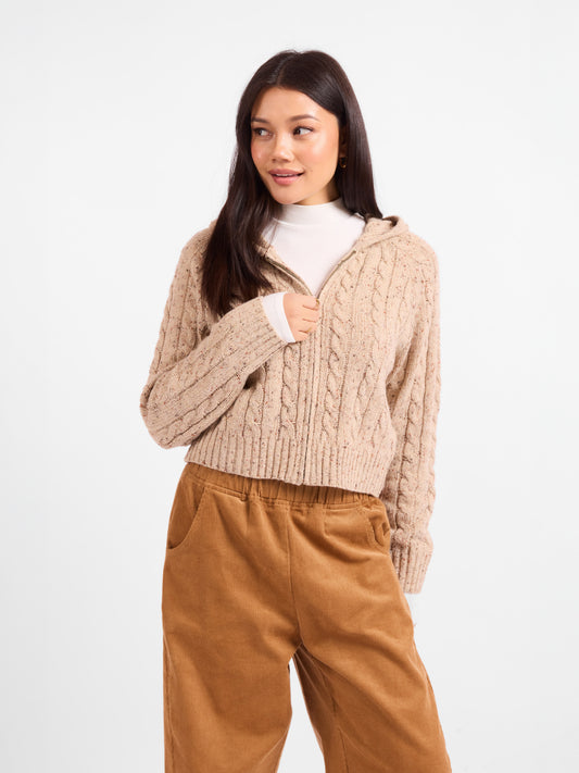 Effortless Cable Knit Cardigan - front crop view