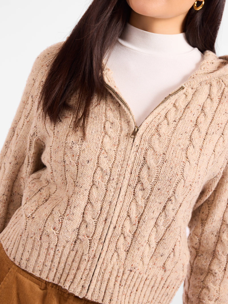 Effortless Cable Knit Cardigan - detail view
