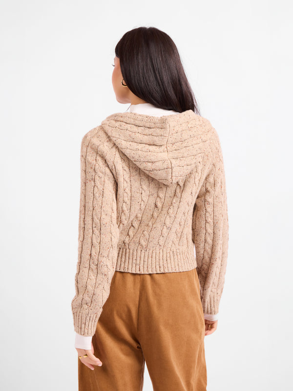 Effortless Cable Knit Cardigan - back crop view