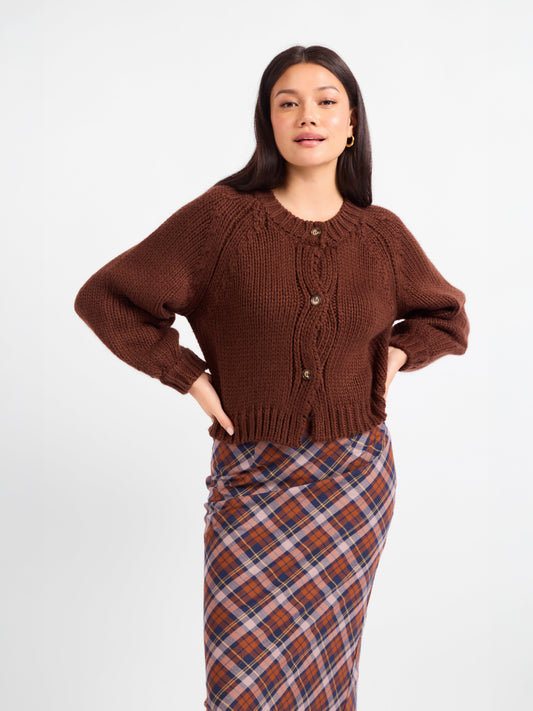 Dance More Buttoned Cardigan - front crop view