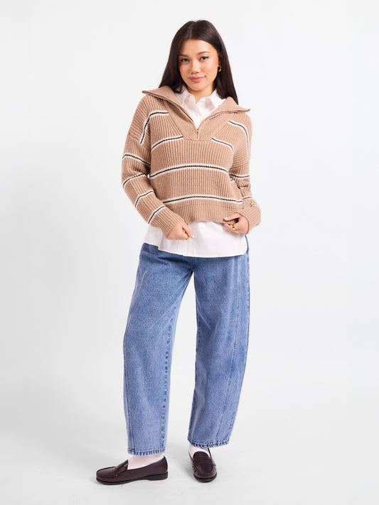 Warm Chai Quarter Zip Pullover - front view