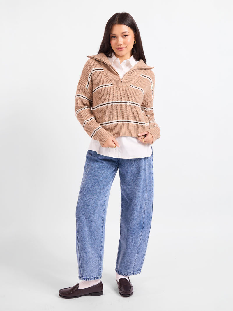 Warm Chai Quarter Zip Pullover - front view