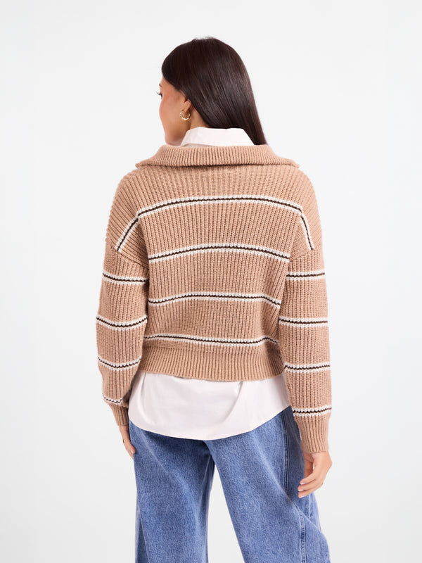 Warm Chai Quarter Zip Pullover - back crop view