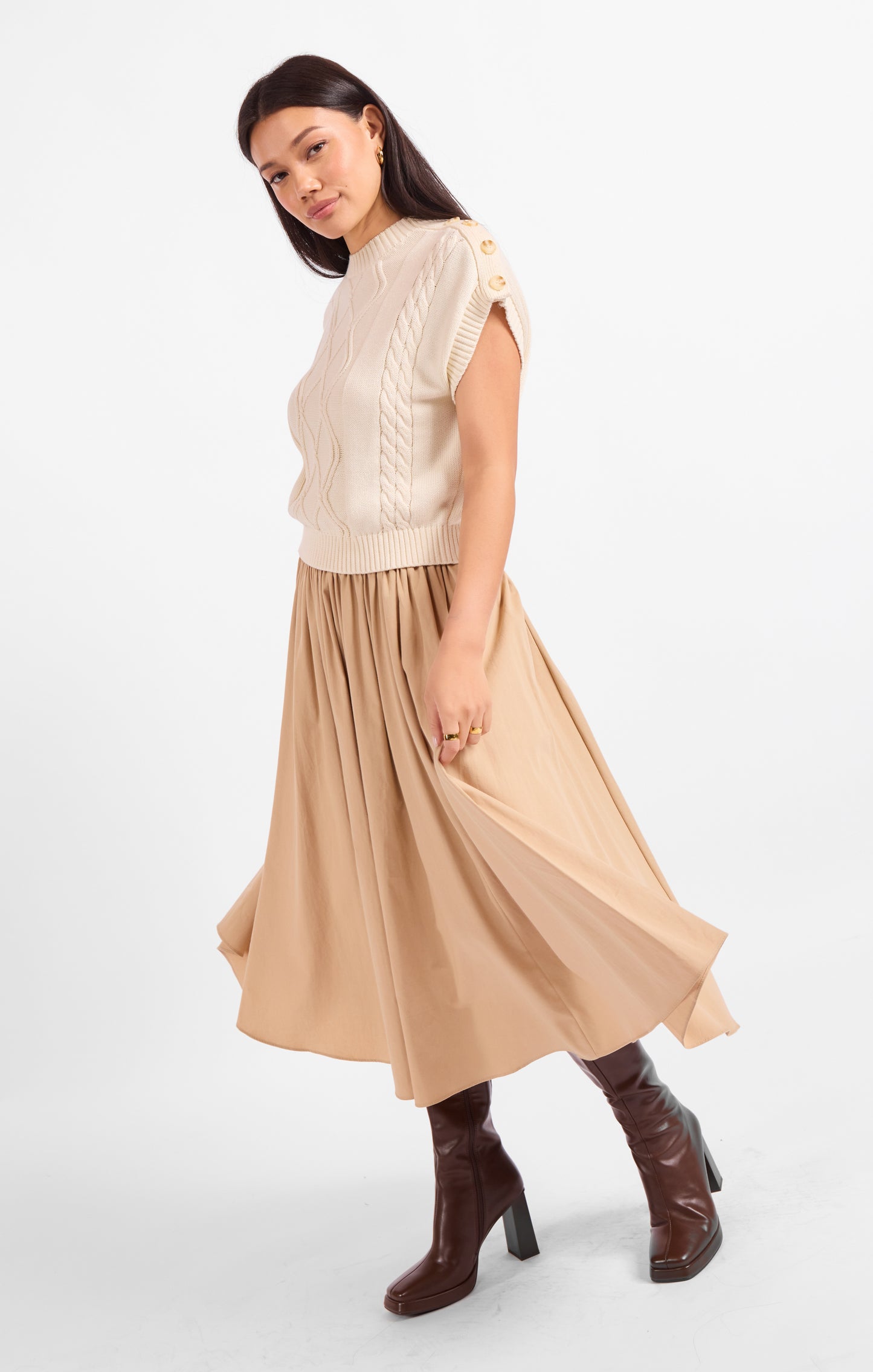 Typewriter Button Detail Sweater