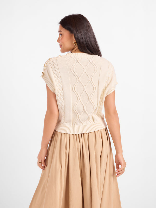 Typewriter Button Detail Sweater - back crop view