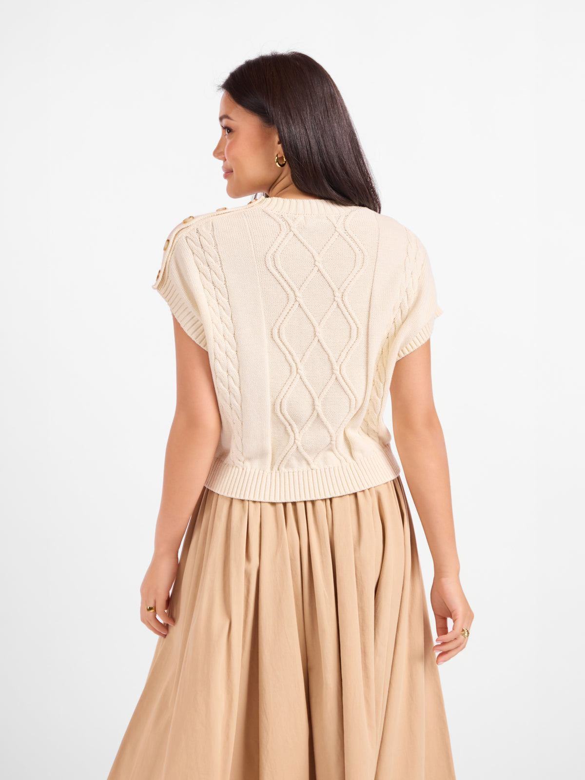 Typewriter Button Detail Sweater - back crop view