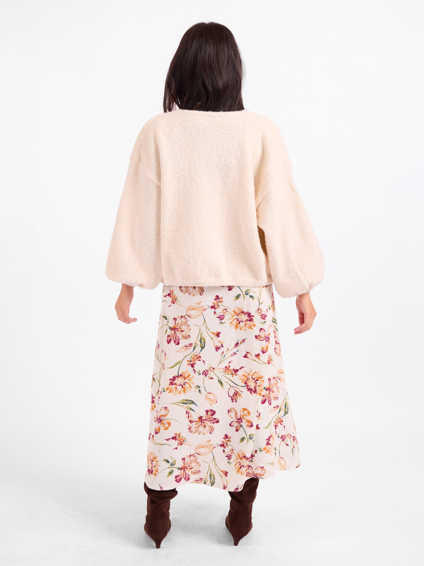 Marley Dolman Slv Sweater Cardi in Ivory - back view