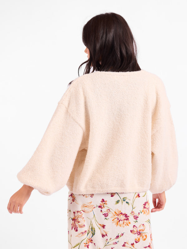 Marley Dolman Slv Sweater Cardi in Ivory - front view