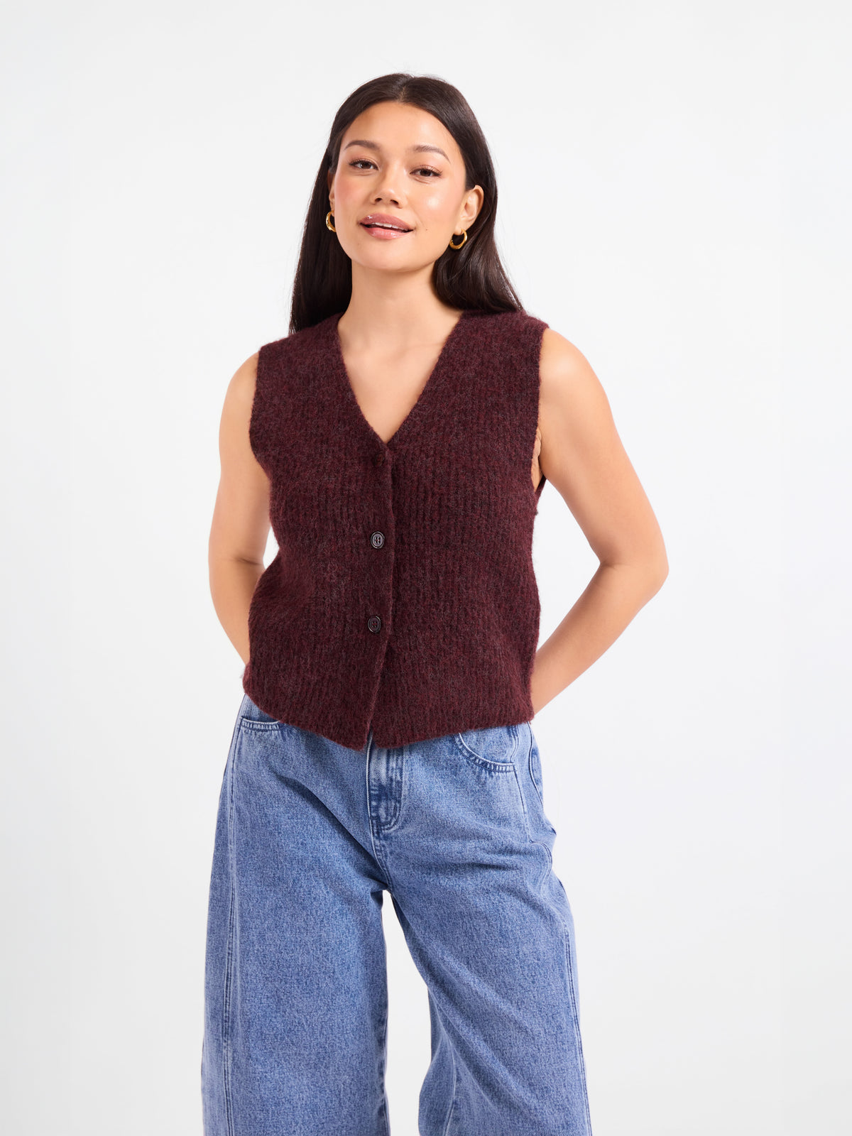 Warm Cider Sweater Vest - front crop view