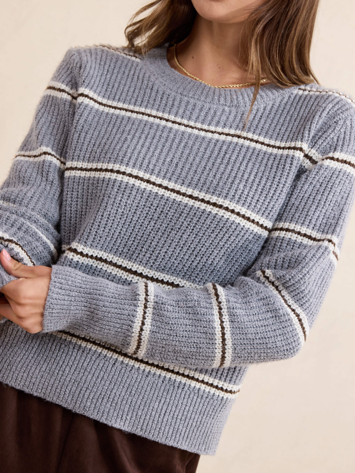 Warm Chai Stripe Sweater - detail view