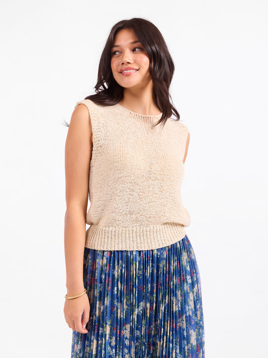 Warm Gesture Sweater Vest in Cream - detail view