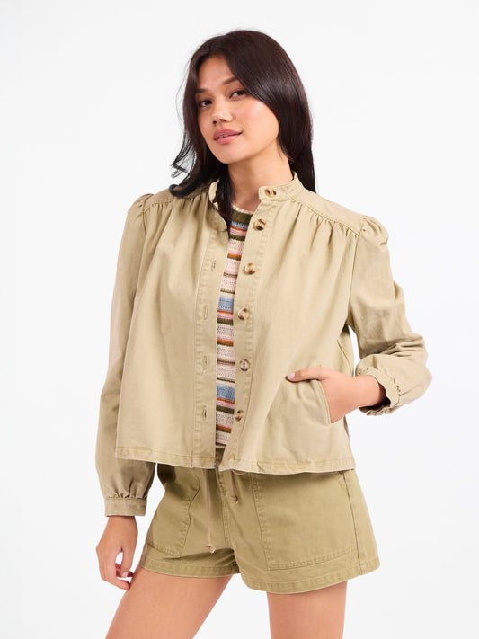 Wildhearted Buttoned Jacket in Olive Green - detail view