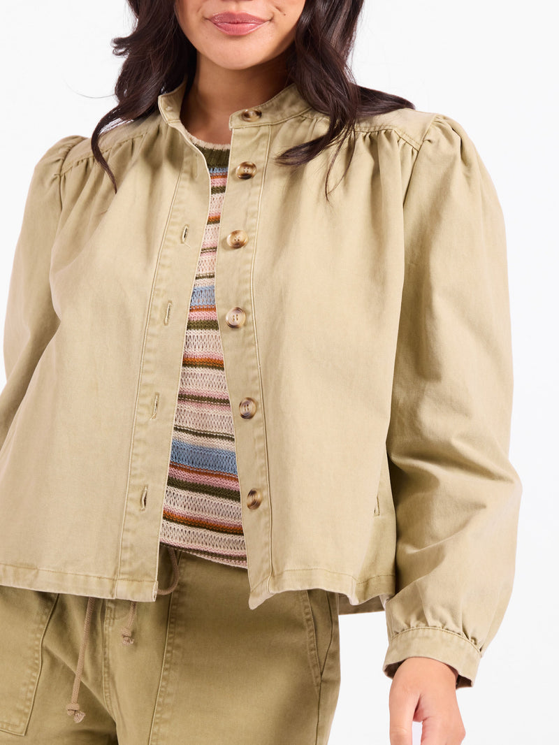 Wildhearted Buttoned Jacket in Olive Green - mood image