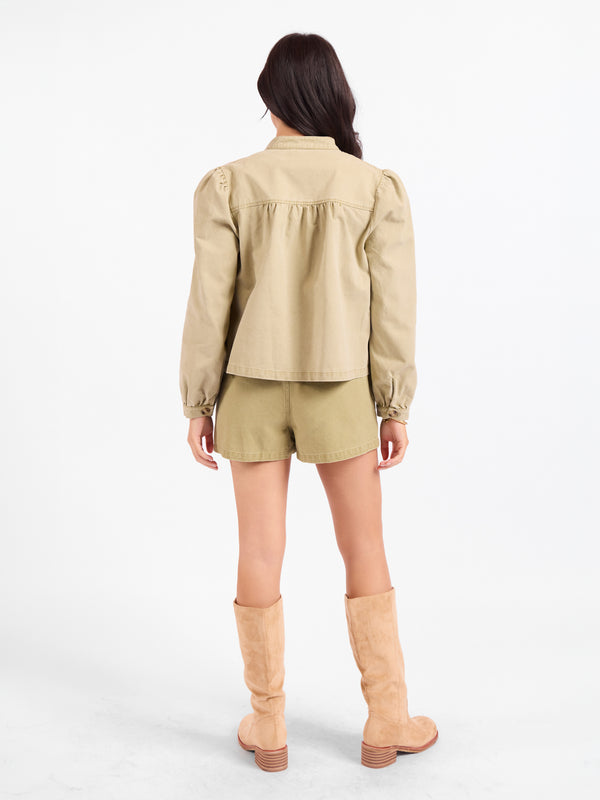Wildhearted Buttoned Jacket in Olive Green - back crop view