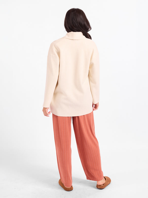 Alessia Shawl Collar Open Coat in Cream - back view