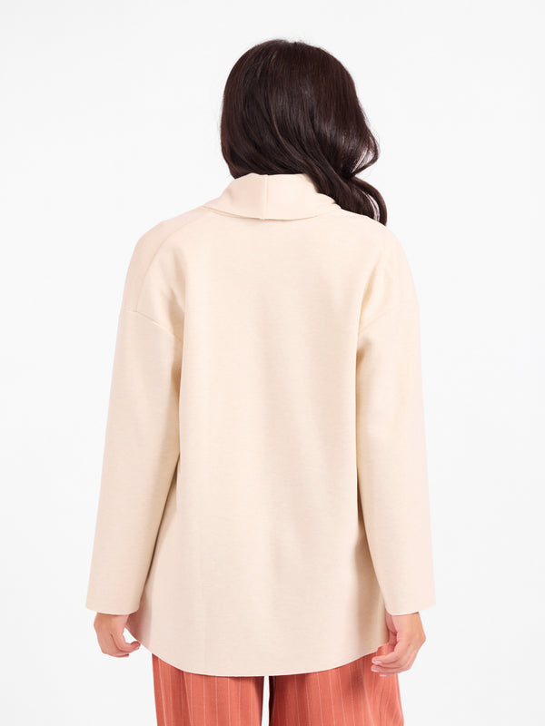 Alessia Shawl Collar Open Coat in Cream - back crop view
