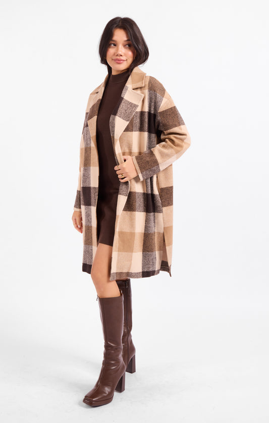 Farmland Plaid Open Coat