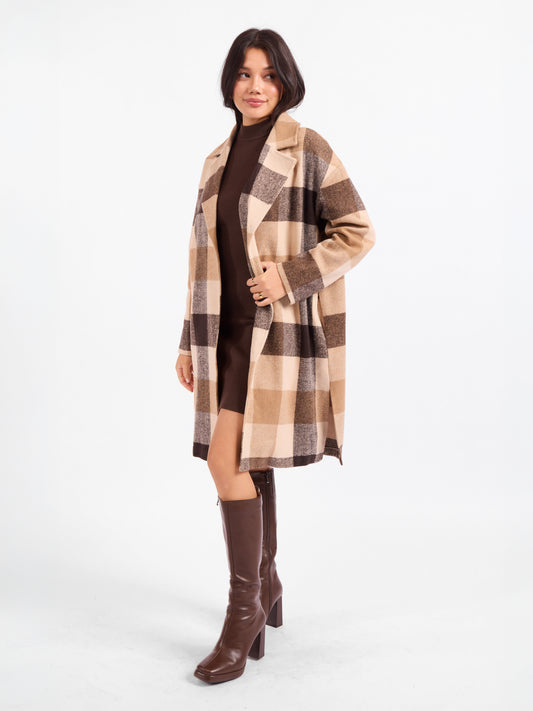 Farmland Plaid Open Coat