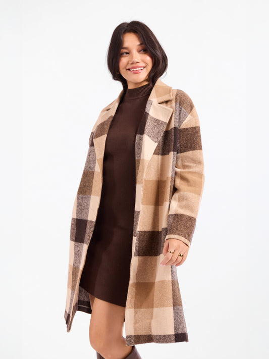 Farmland Plaid Open Coat
