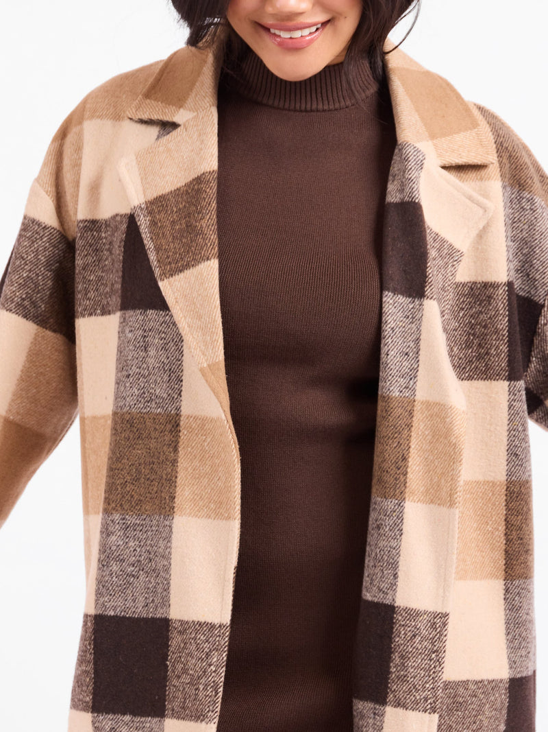 Farmland Plaid Open Coat