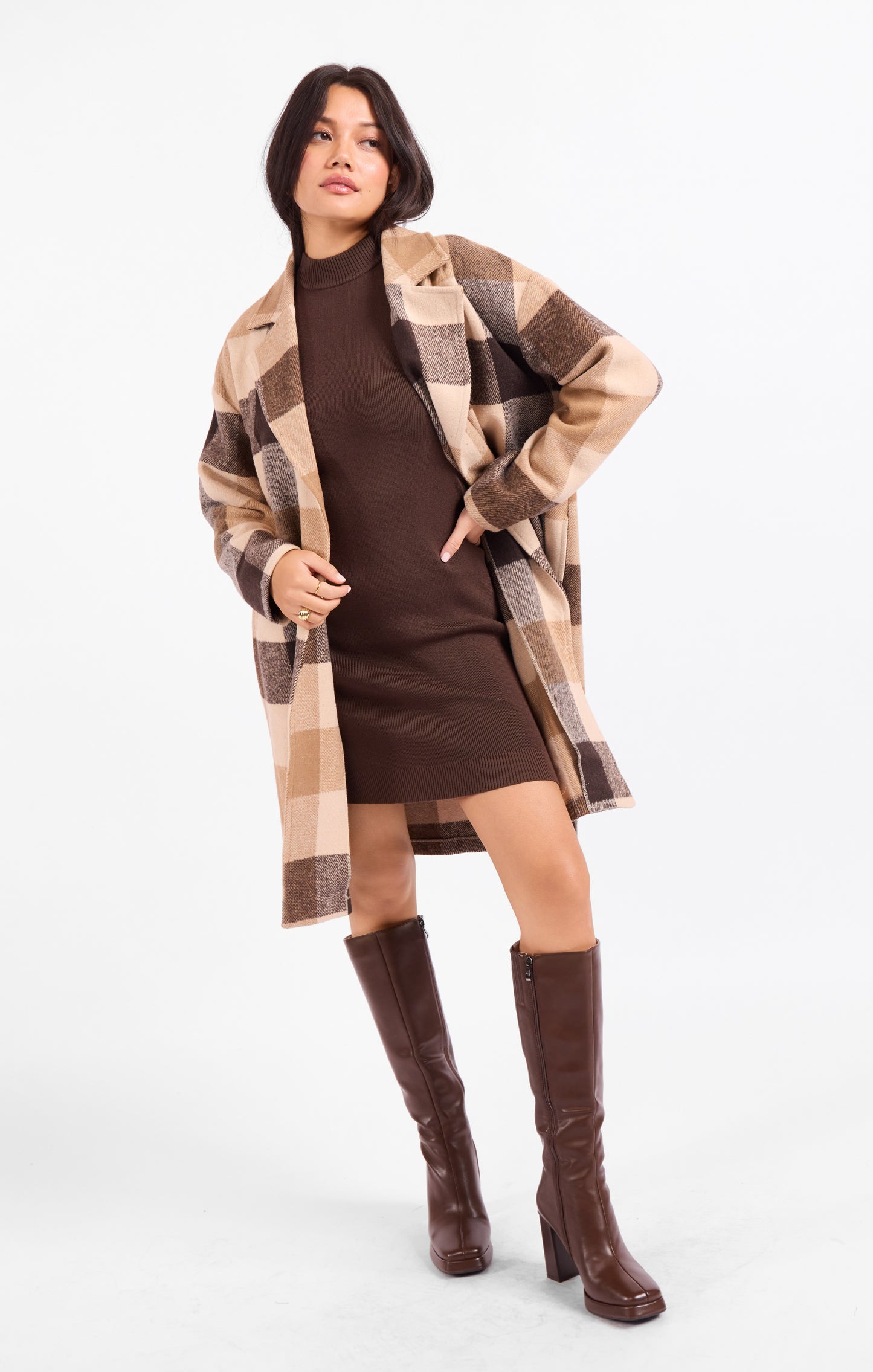 Farmland Plaid Open Coat