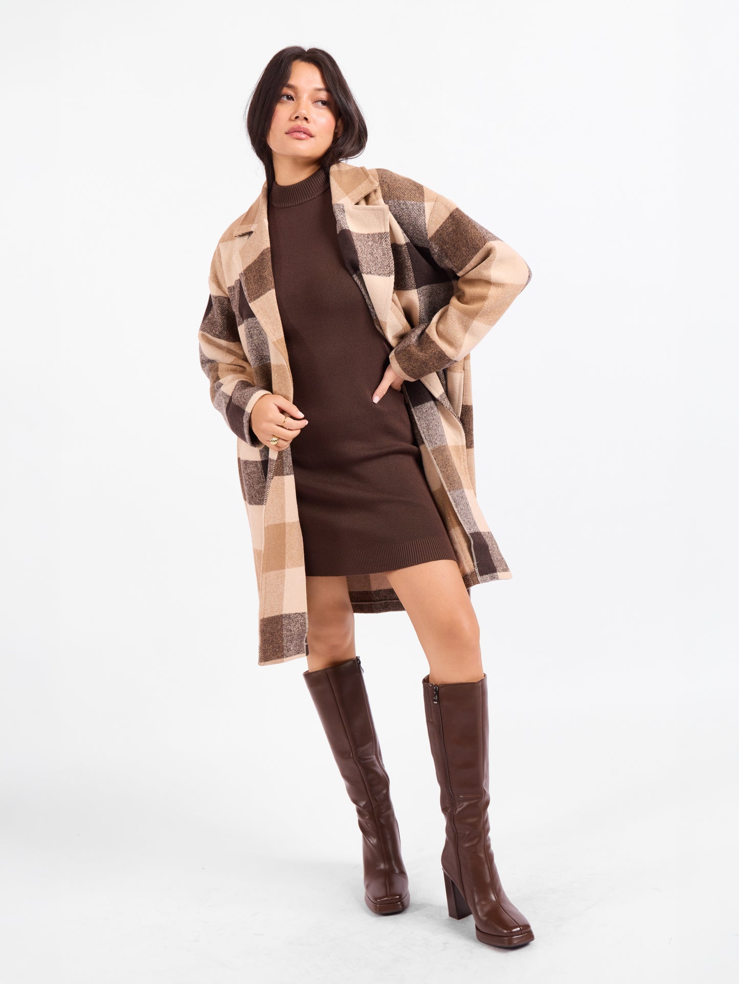 Farmland Plaid Open Coat