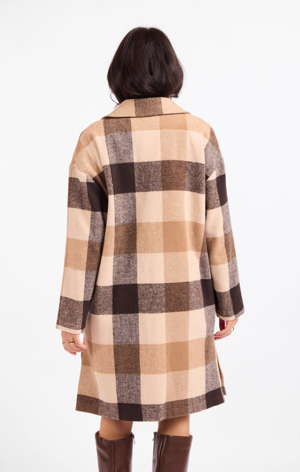 Farmland Plaid Open Coat