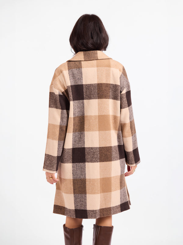 Farmland Plaid Open Coat