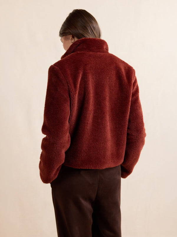 Teddy Faux Fur Jacket - back crop view