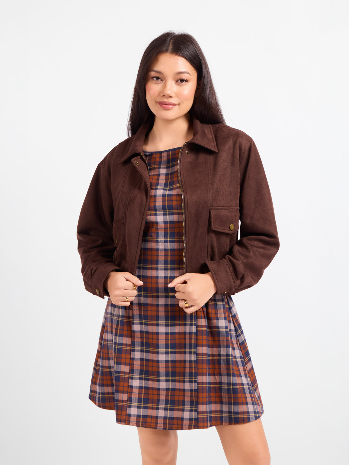 Risk Taker Faux Suede Jacket - front crop view