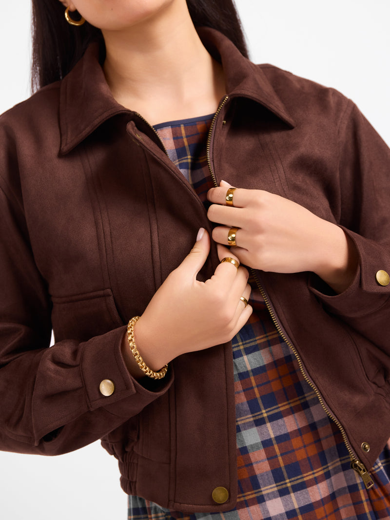 Risk Taker Faux Suede Jacket - detail view
