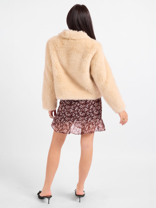 Calla Faux Fur Coat - back view