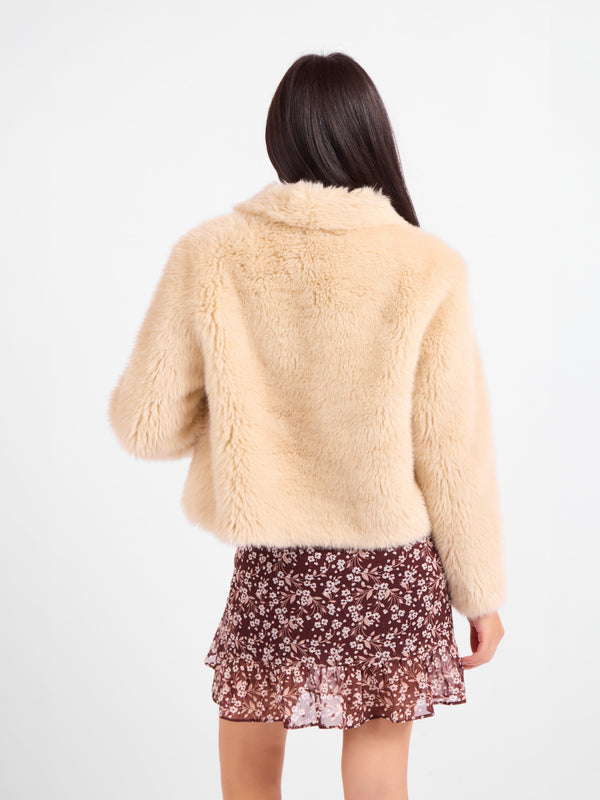 Calla Faux Fur Coat - back crop view