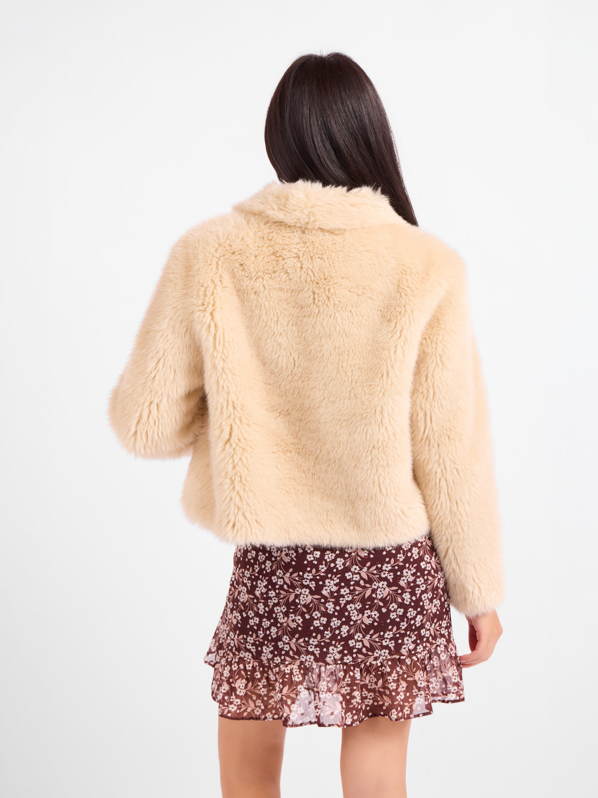 Calla Faux Fur Coat - back crop view