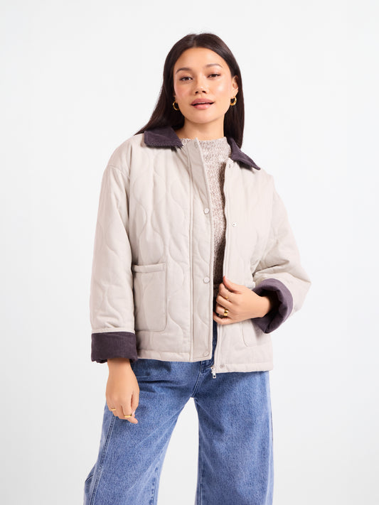 Chloe Quilted Barn Jacket - front crop view