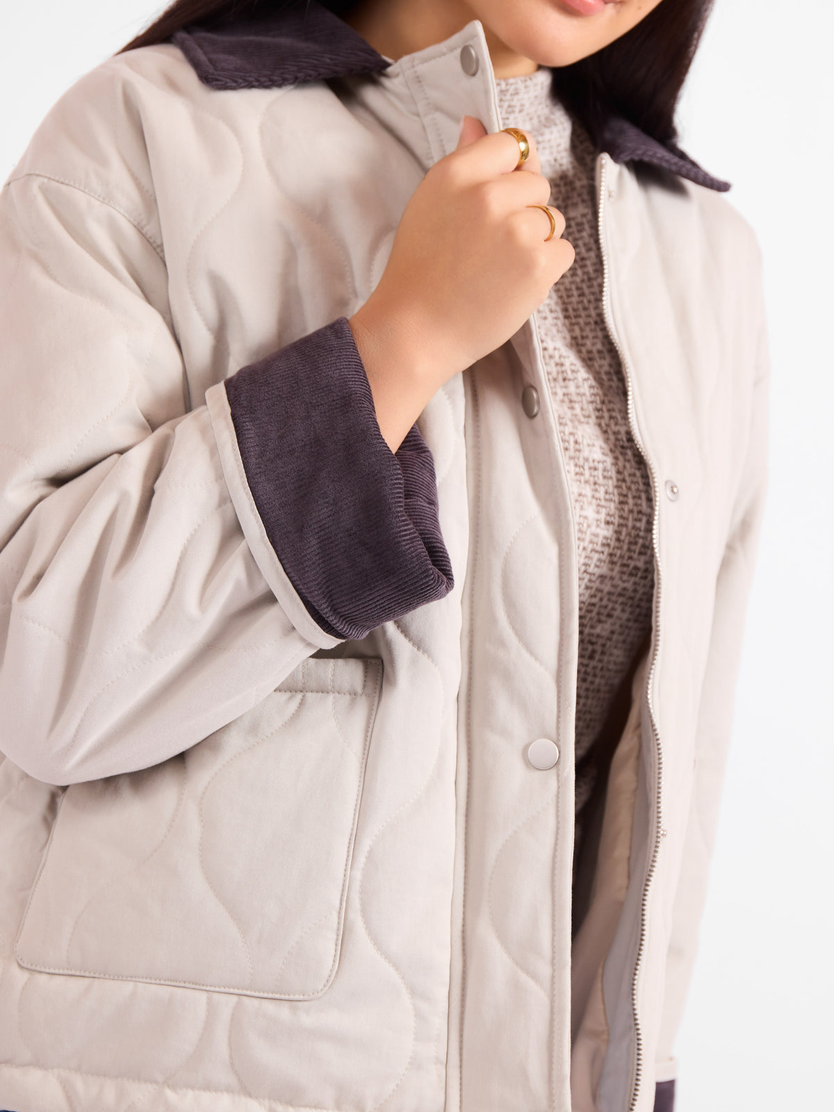 Chloe Quilted Barn Jacket - detail view